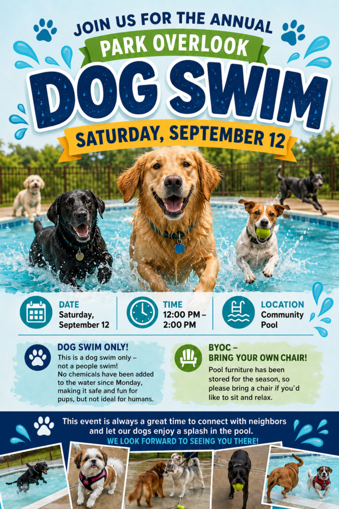 dog swim flyer 9.2026